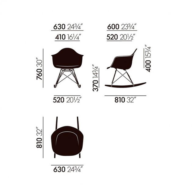 Medidas silla mecedora RAR de Vitra en Moises Showroom