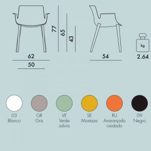 medidas y colores silla Piuma Kartell