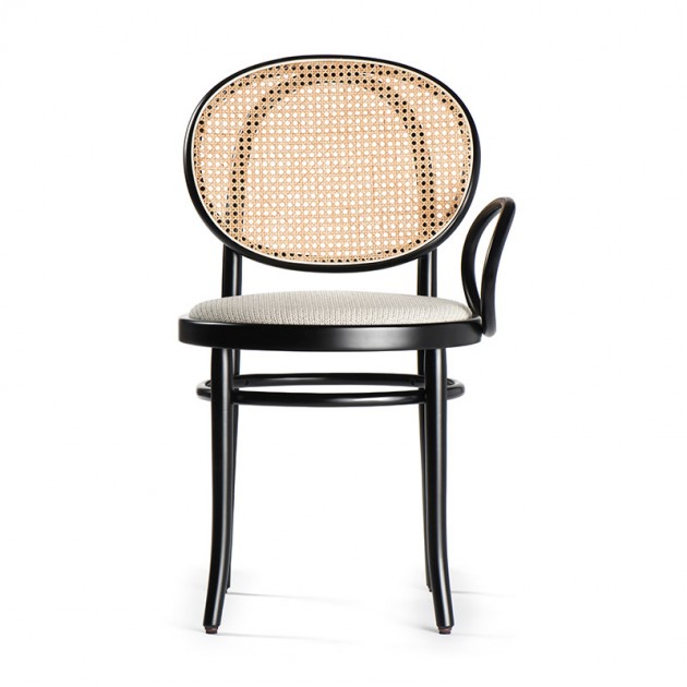 silla con brazo N.0 respaldo ratán lacada negro Thonet Vienna