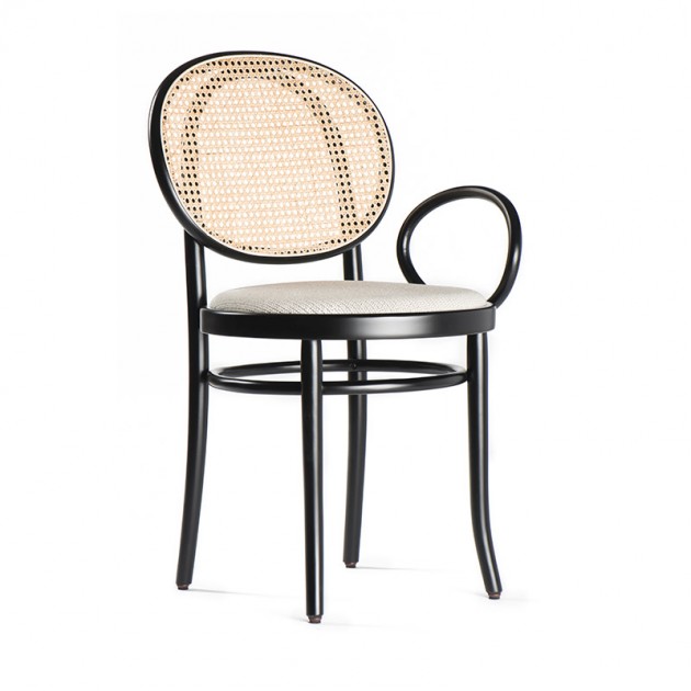 perfil silla con brazo N.0 respaldo ratán lacada negro Thonet Vienna