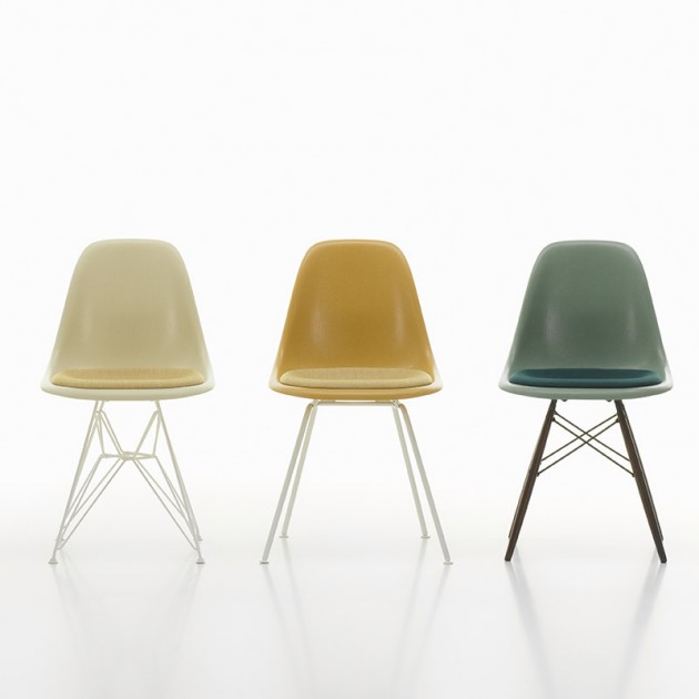 colección sillas Eames Fiberglass side chair cojín asiento Vitra