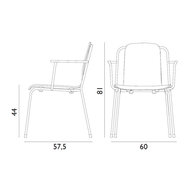 Studio armchair unpholstered measurements by Normann Copenhaguen