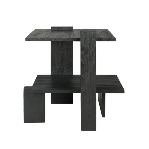 Imagen frontal mesa auxiliar Abstract teca teñida en negro Ethnicraft