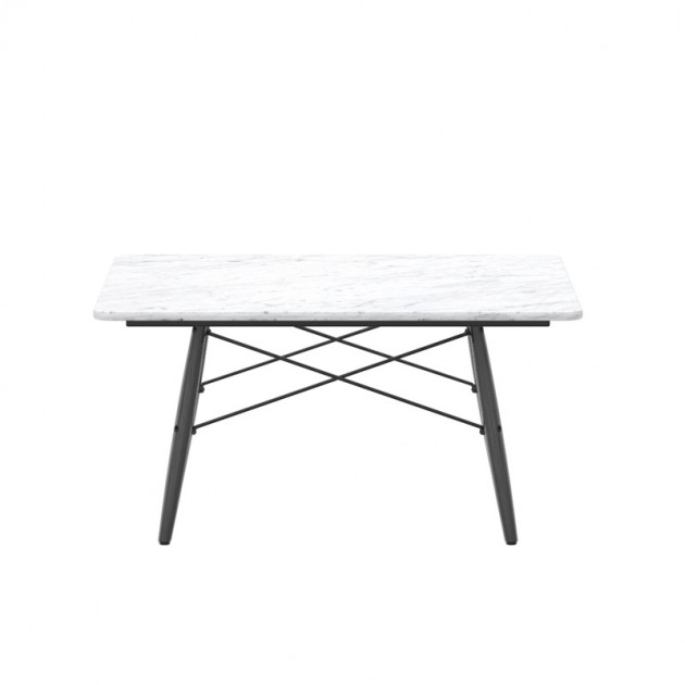 Mesa Eames Coffee Table top mármol y patas en fresno negro frente Vitra