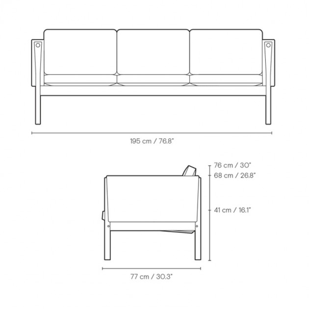Medidas sofá CH163 de Carl Hansen